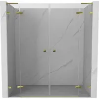 Mexen Lunar L Duo portes de douche pivotantes 190 cm, transparent, dorées - 834DL-190-000-50-00