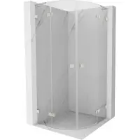 Mexen Lunar L cabine de douche semi-circulaire battante 90 x 90 cm, transparent, nickel brossé - 833L-090L-090P-97-00