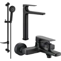 Mexen Lynx DF40 Mélangeur lavabo et baignoire avec accessoires, noir (745913DF40-70)