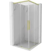 Mexen Rox Duo cabine de douche coulissante 90 x 90 cm, transparent, or brossé - 8C2D-090-090-55-00