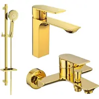 Mexen Alexa SET mitigeur lavabo + bain avec accessoires DQ40, or (71203DQ40-50)