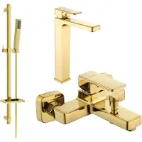 Mexen Cetus DQ77 Ensemble de mitigeurs de lavabo et de baignoire avec accessoires, or (744313DQ77-50)