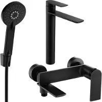 Mexen Zero SET Mélangeur lavabo + bain avec accessoires R40, noir (71113R40-70)