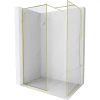 Mexen Paroi de douche Walk-in Kioto-F avec cadre 140 x 110 cm, transparent 8 mm, or brossé - 800-140-202-04-55-110