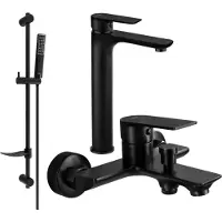 Mexen Alfa DF72 Ensemble de mitigeurs de lavabo et de baignoire avec accessoires, noir (745713DF72-70)
