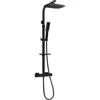Mexen CQ49 ensemble de douche en saillie avec pomme de douche et robinet thermostatique, noir/or - 772504995-75