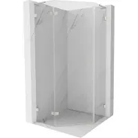 Mexen Lunar L cabine de douche pentagonale pivotante gauche 80 x 80 cm, transparent, nickel brossé - 831L-080L-080P-97-00-L