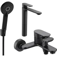 Mexen Milo R40 SET mitigeur lavabo + mitigeur bain avec accessoires, noir (71313R40-70)