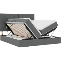 vidaXL Lit de rangement avec tête de lit gris foncé 200 x 200 cm Tissu