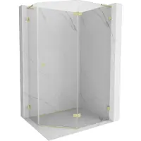 Mexen Lunar L cabine de douche pentagonale battante droite 90 x 80 cm, transparent, or brossé - 831L-090P-080L-55-00-P