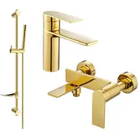 Mexen Zero SET mitigeur lavabo + bain avec accessoires DF70, or (71103DF70-50)