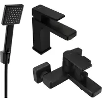 Mexen Mino R45 SET mitigeur lavabo + mitigeur bain avec accessoires, noir (72403R45-70)