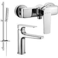 Mexen Lynx DQ72 SET mitigeur de lavabo + mitigeur de douche avec accessoires, chrome (745904DQ72-00)