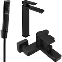 Mexen Mino R72 SET Mélangeur lavabo + bain avec accessoires, noir (72413R72-70)