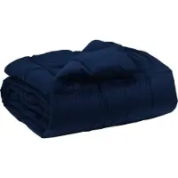 vidaXL Couette d'hiver rembourrée bleu foncé 140 x 200 cm microfibre