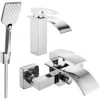 Mexen Aries R62 Mélangeur lavabo et baignoire avec accessoires, chrome (744803R62-00)