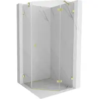 Mexen Cabine de douche pentagonale à charnière droite Lunar 80 x 80 cm, transparent, doré brossé - 831-080P-080L-55-00-P
