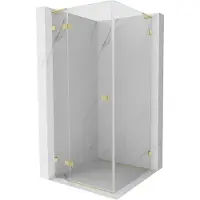 Mexen Lunar L Cabine de douche, pivotante, gauche 90 x 90 cm, transparente, or brossé - 834L-090-090-55-00-L