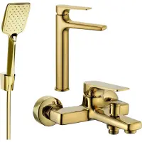 Mexen Lynx R62 Mélangeur lavabo et baignoire avec accessoires, or (745913R62-50)