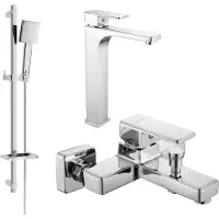 Mexen Cetus DQ45 Ensemble de mitigeurs de lavabo et de baignoire avec accessoires, chrome (744313DQ45-00)