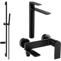Mexen Zero SET mélangeur lavabo + bain avec accessoires DS70, noir (7113DS70-70)