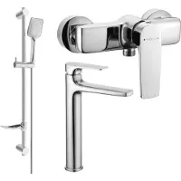 Mexen Lynx DF62 SET mitigeur lavabo et douche avec accessoires, chromé (745914DF62-00)