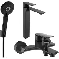 Mexen Alexa SET Mélangeur lavabo + bain avec accessoires R40, noir (71213R40-70)