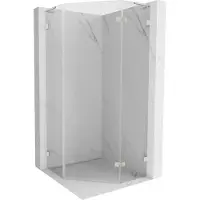 Mexen Lunar L cabine de douche pentagonale pivotante droite 80 x 80 cm, transparent, nickel brossé - 831L-080P-080L-97-00-P
