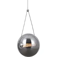 ITALUX Lampe suspendue moderne pour cuisine salon chrome verre fumé sphère couleur chaude LED 12W RASTIA