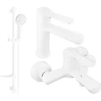 Mexen Saber DF05 Ensemble de mitigeurs de lavabo et de baignoire avec accessoires, blanc (72103DF05-20)