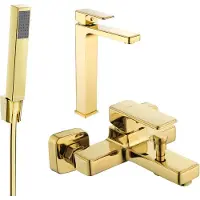 Mexen Cetus R77 Set de mélangeurs pour lavabo et baignoire avec accessoires, or (744313R77-50)