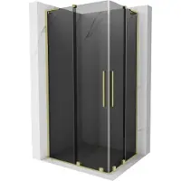 Mexen Velar L Duo cabine de douche coulissante 90 x 80 cm, graphite, or brossé - 871-090-080-02-43-55