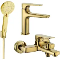 Mexen Lynx R40 Ensemble de robinets de lavabo et de baignoire avec accessoires, or (745903R40-50)