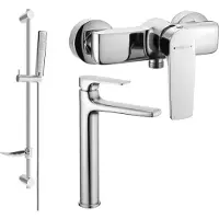 Mexen Lynx DF72 SET mitigeur lavabo et douche avec accessoires, chromé (745914DF72-00)