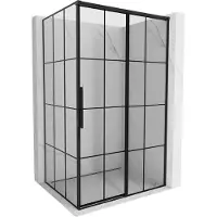 Mexen Cabine de douche coulissante Rox à droite 160 x 90 cm, grille noire, noir - 8C2-160-090-70-77-P
