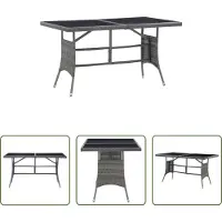 The Living Store Table de jardin Gris 140 x 80 x 74 cm Polyrotin