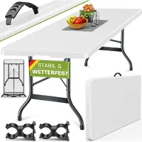 Tillvex Table de jardin pliante plastique 180x75cm | Table de camping 6 personnes