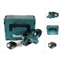 Makita DCS 552 M1J Scie circulaire à main métal sans fil 18 V 136 mm en Makpac + 1x batterie 4,0 Ah + lame de scie et lunettes de protection - sans chargeur