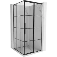 Mexen Cabine de douche Rox L coulissante droite 90 x 90 cm, grille noire, noir - 8C2L-090-090-70-77-P