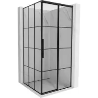 Mexen Rox cabine de douche coulissante droite 110 x 110 cm, grille noire, noir - 8C2-110-110-70-77-P