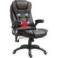 Homeco Fauteuil de bureau, Fauteuil de bureau Massage Chef avec fonction chauffante, Marron, Luxury Design