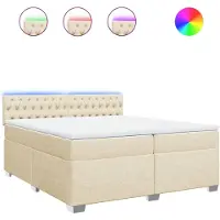 vidaXL Lit boxspring avec matelas Crème 200x200 cm Tissu