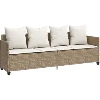 vidaXL Chaise longue avec coussins Beige Poly Rattan