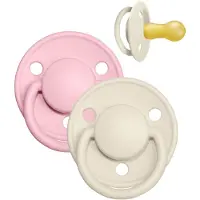 BIBS De Lux Natural Rubber Size 2: 6+ months tétine Ivory / Baby Pink 2 pcs