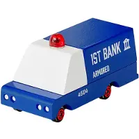 Candylab Toys Voiture en bois - bus blindé blanc et rouge
