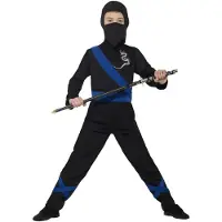 Smiffys Déguisement - Ninja Assassin - Noir/Bleu - - 7-9 ans (122-134) - Costumes