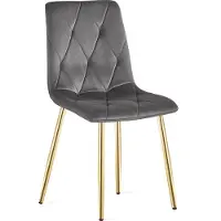 Leobert Chaise - - Libra - Velours Gris Foncé/Pieds Dorés - 45 X 54 X 86,5 Cm