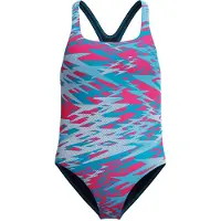 Speedo Hyperboom Print Medalist Swimsuit Bleu 14 Years Fille