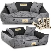AIO Factory Panier pour chien KINGDOG 100x75 cm personnalisé imperméable à motif os noir