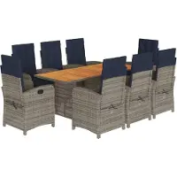 vidaXL Salon de jardin 9 pièces avec coussins Beige Poly Rattan